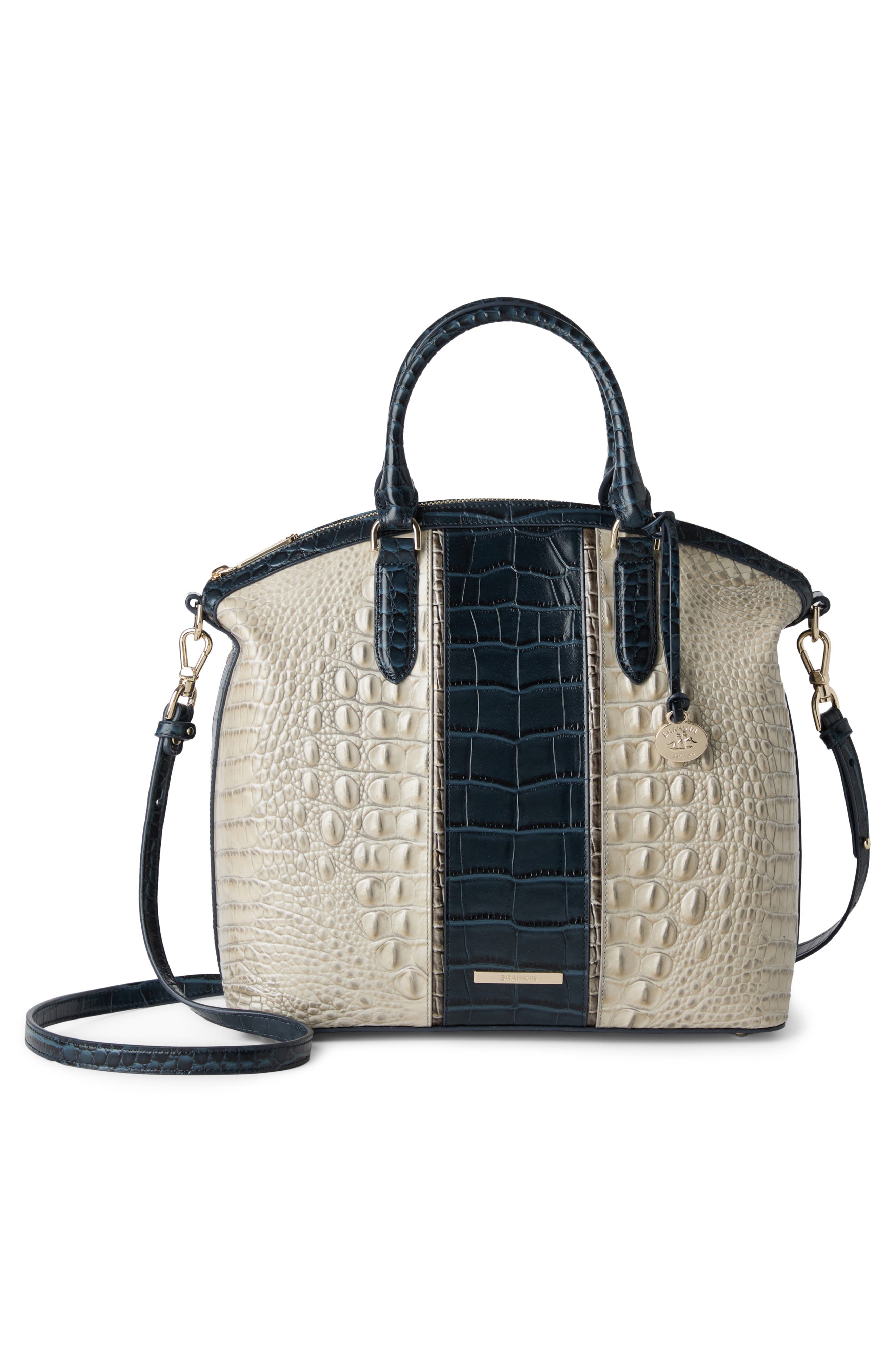 Duxbury Croc Embossed Leather Satchel, Alternate, color, MULTI
