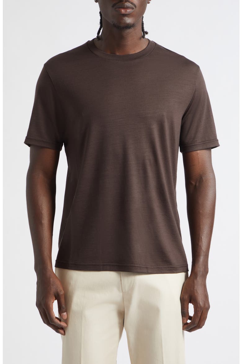 Solid Wool Jersey Crewneck T-Shirt, Main, color, 8800 CHOCOLATE BROWN
