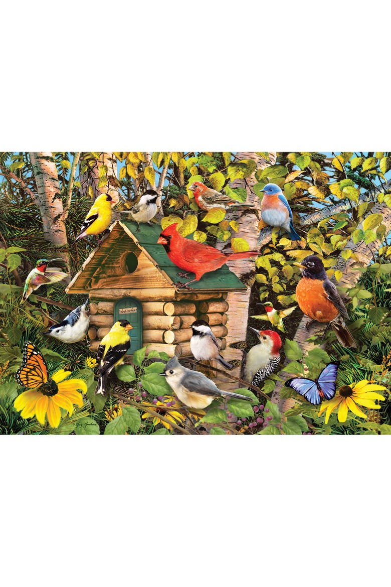 1000 Piece Puzzle,Bird Cabin Reference Poster Included, Alternate, color, Multicolored