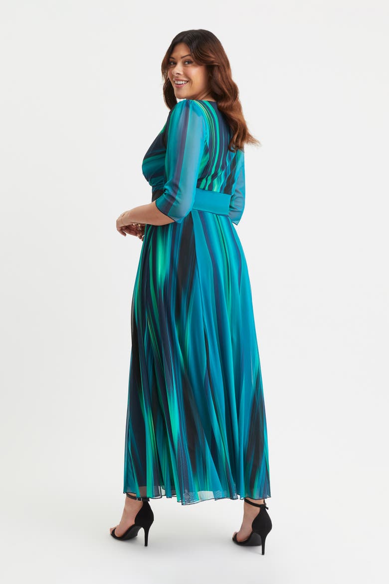 Verity Ikat Print Maxi Gown, Alternate, color, Green Ikat