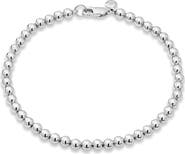 DEVATA 4mm Beaded Ball Chain Bracelet in Rhodium Plated Sterling Silver