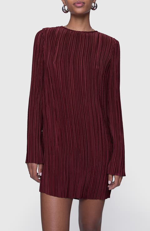 Iris Pleated Long Sleeve Minidress