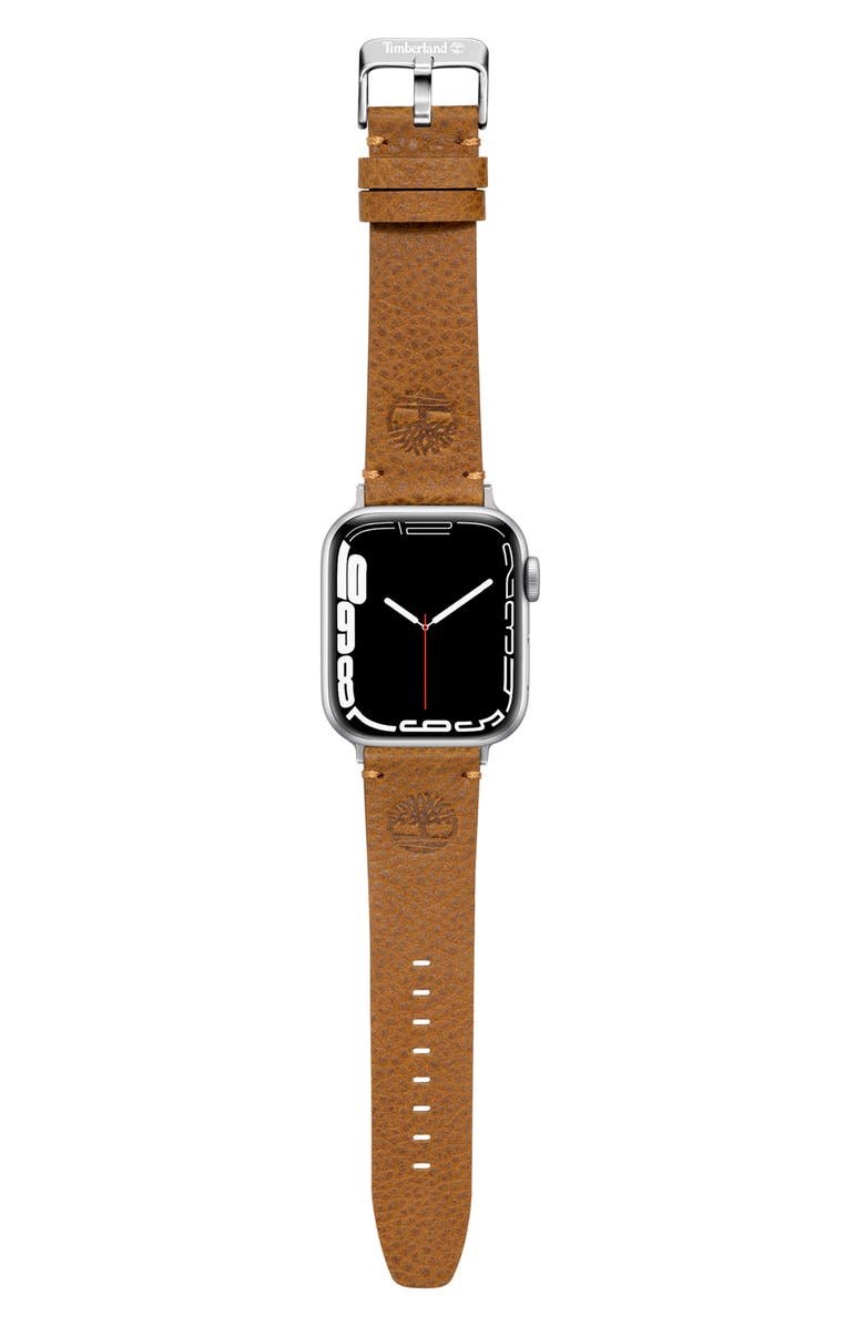 Timberland Leather 22mm Smart Watch Watchband, Alternate, color, Camel