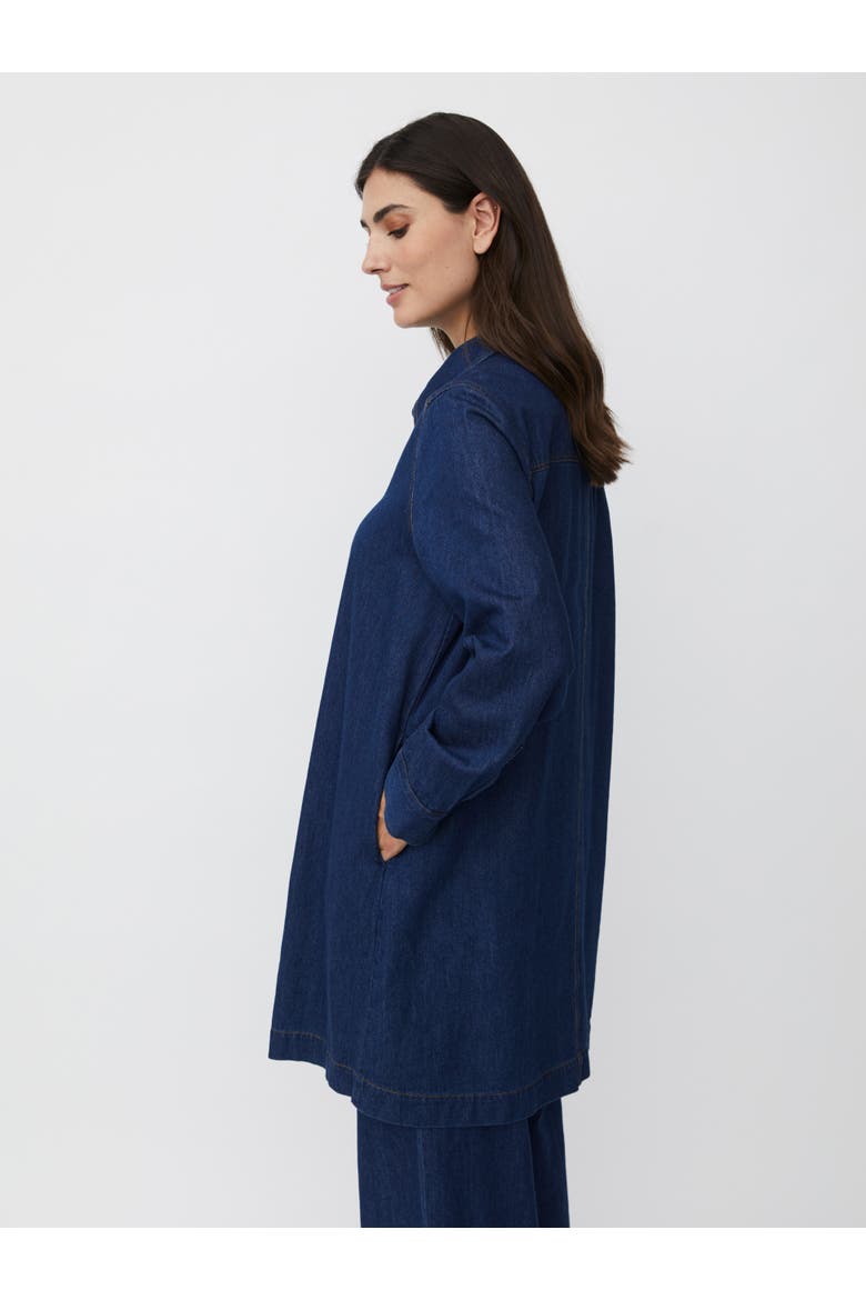 Denim Long Sleeve Collared Long Shirt, Alternate, color, Dark Denim