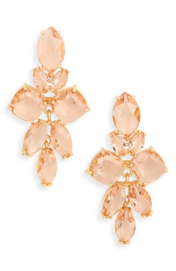 Tasha Crystal Flower Drop Earrings In Champagne