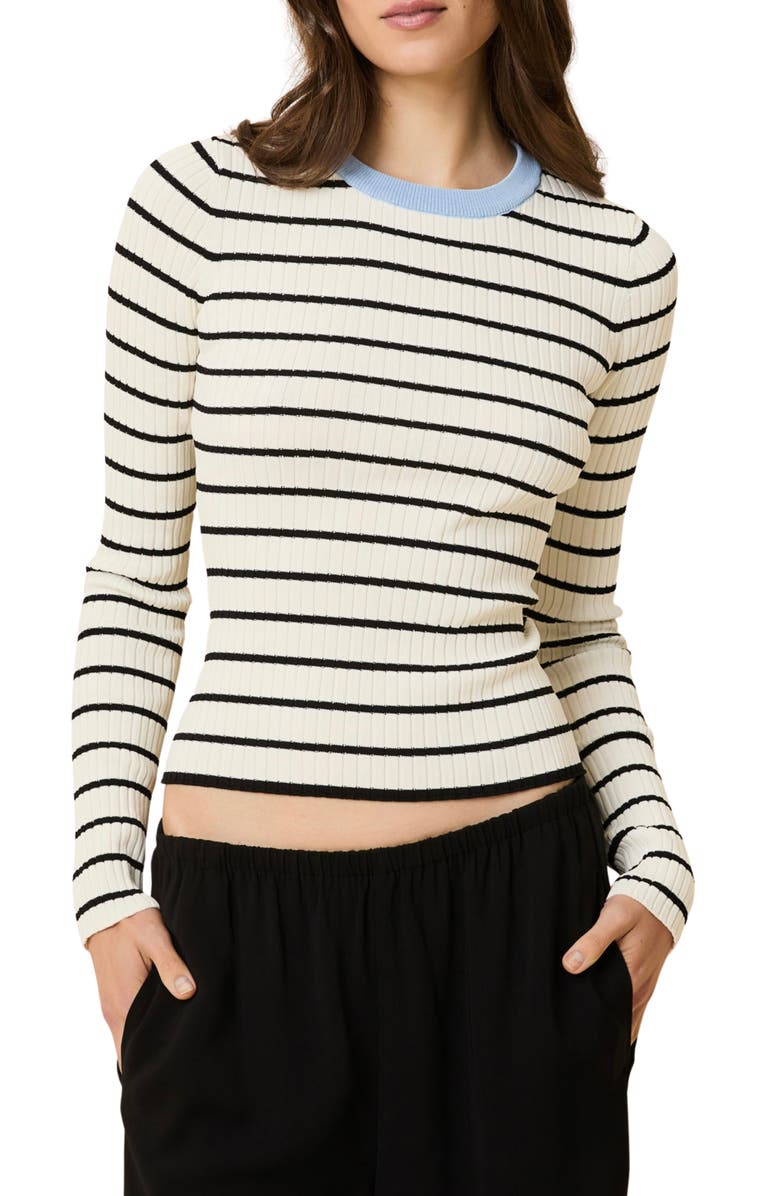 Solid & Striped The Dora Stripe Sweater, Main, color, Brule