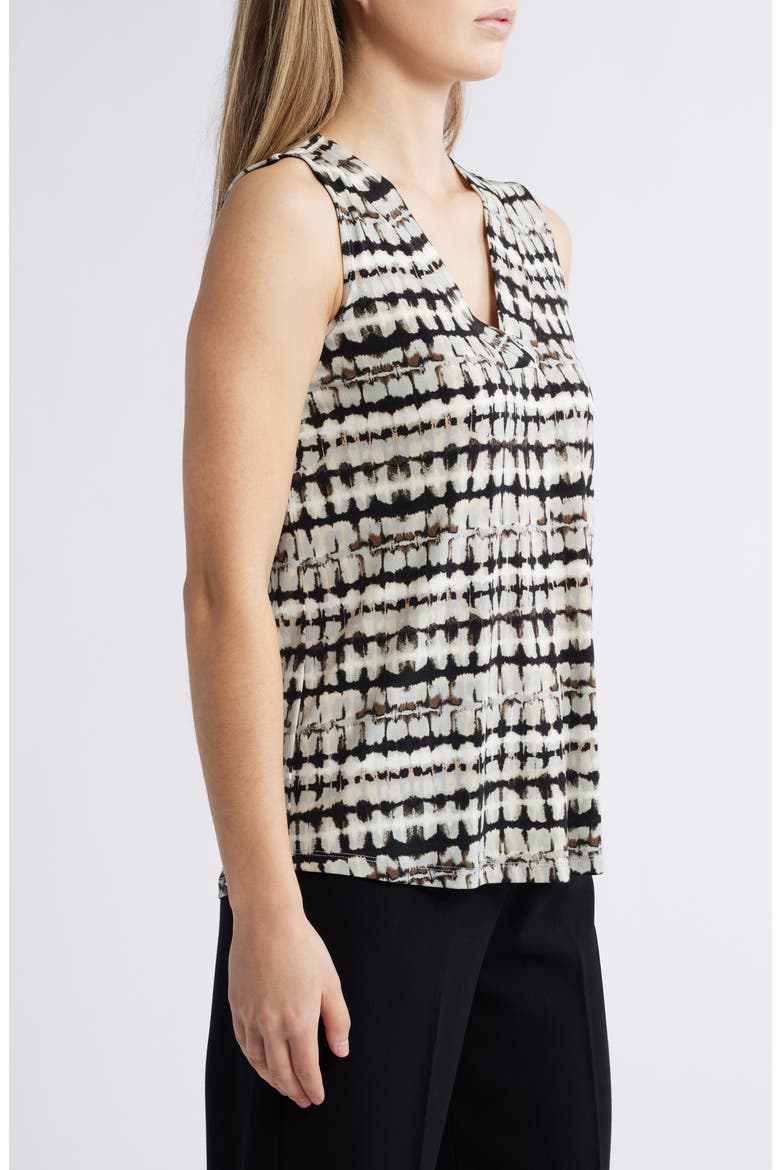 Abstract Print Pleat Front Shell, Alternate, color, BLACK