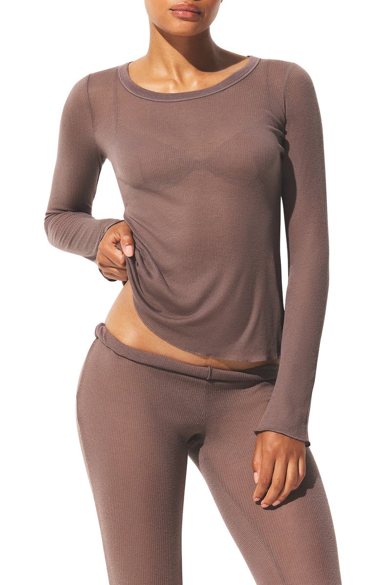 SKIMS Wide Crewneck Long Sleeve Top, Main, color, Pewter