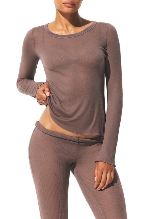 Skims Wide Crewneck Long Sleeve Top In Neutral