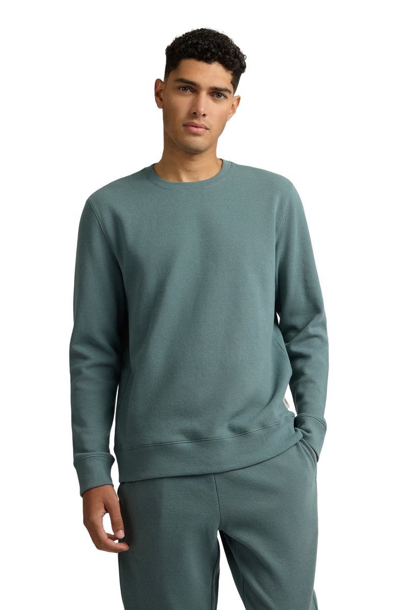 Onia Heavyweight Cotton Waffle Crewneck Sweatshirt, Alternate, color, Fern