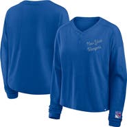 FANATICS Women's Fanatics Blue New York Rangers Oversized All Out Effort Long Sleeve Henley T-Shirt