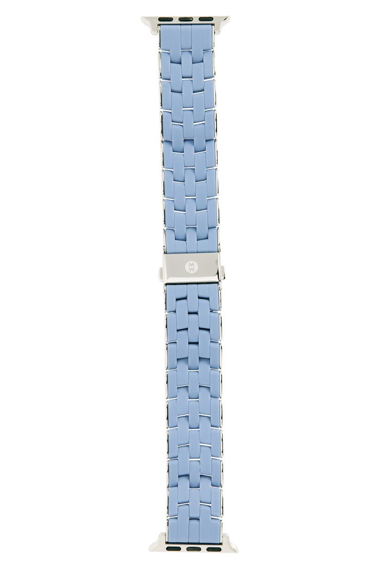Silicone 20mm Apple Watch® Watchband, Alternate, color, BLUE/ SILVER