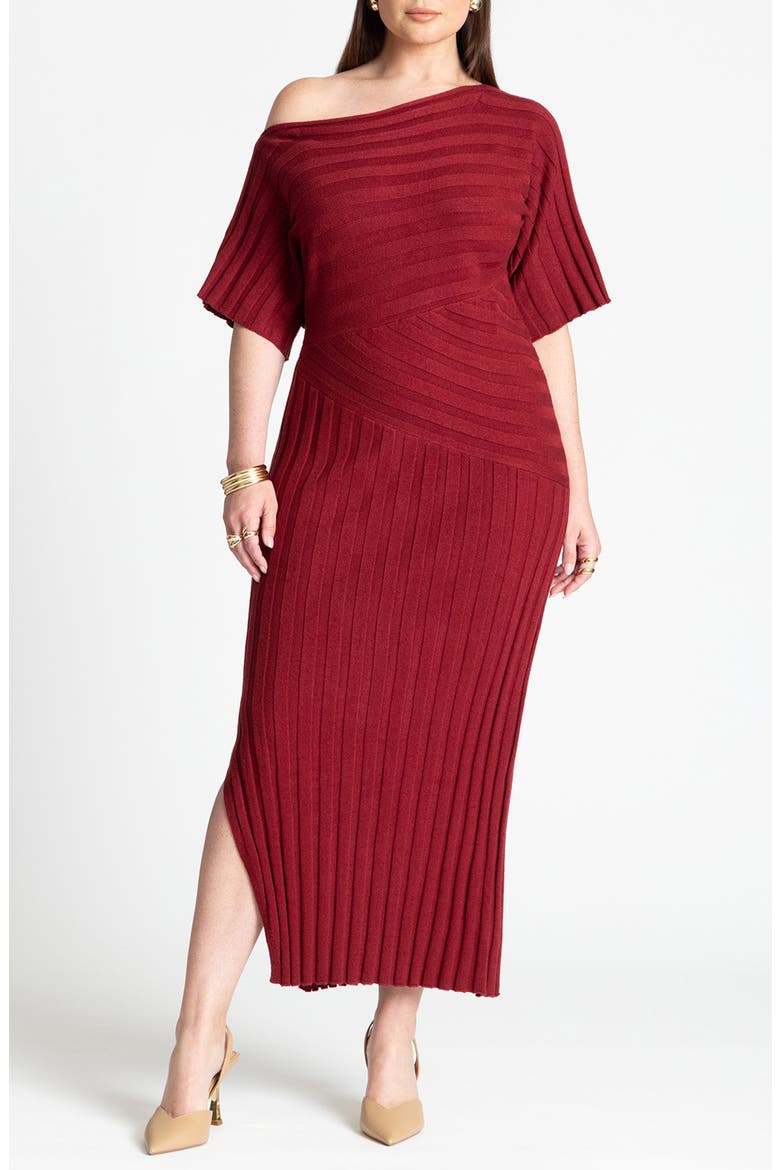 Mixed Directional Rib Midi Dress, Main, color, SYRAH