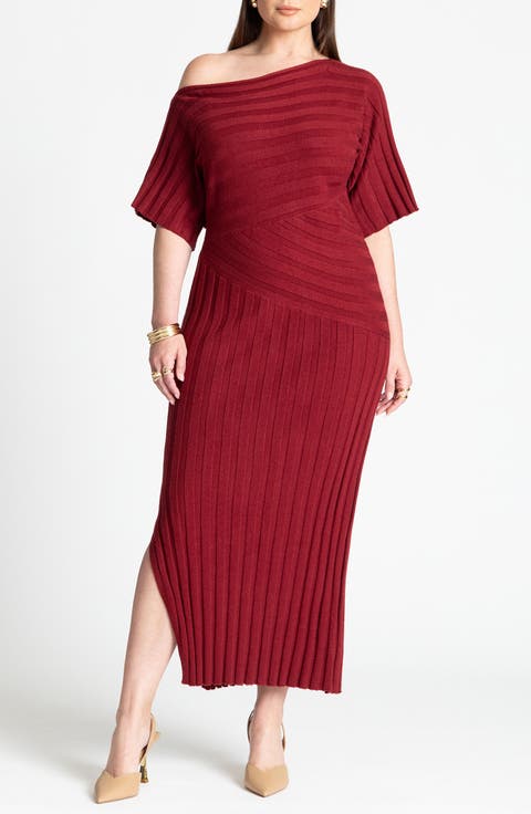 Mixed Directional Rib Midi Dress