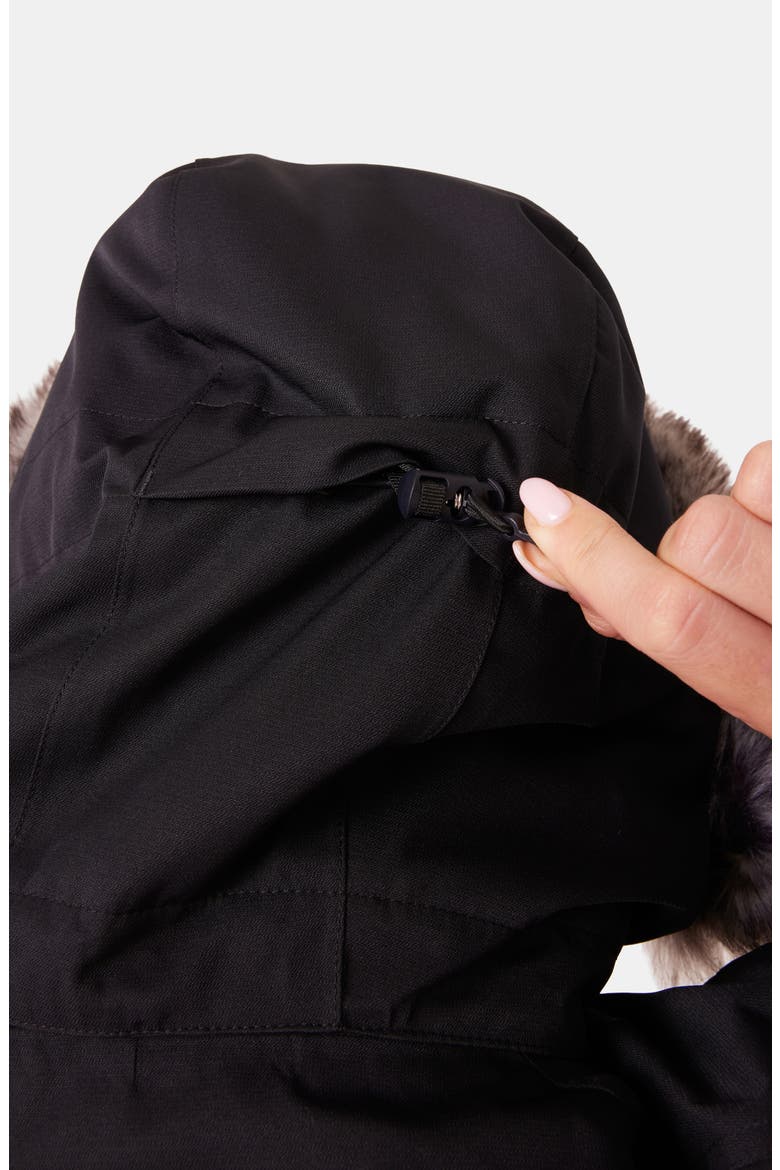 Meade Hooded Snow Jacket with Faux Fur Trim, Alternate, color, BLACK