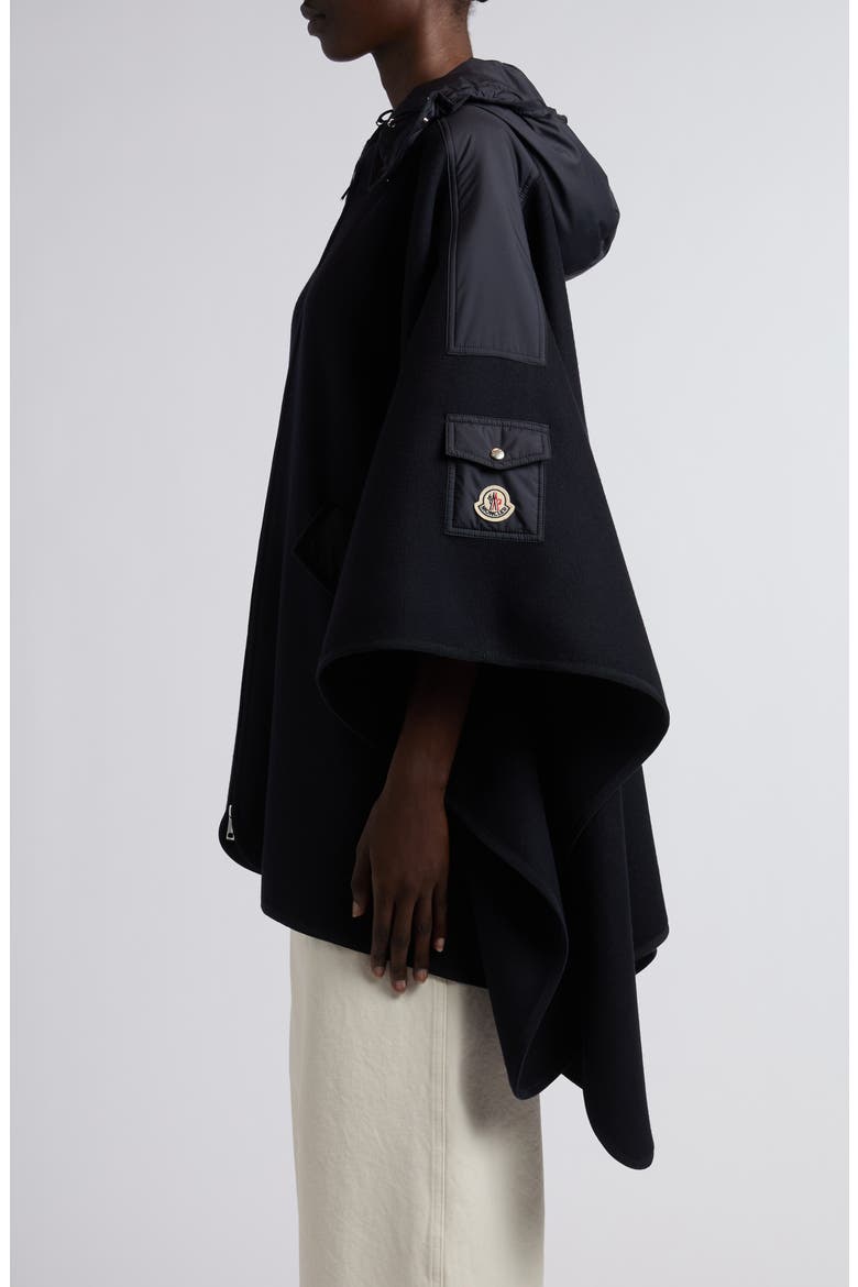 Hooded Wool Blend Cape, Alternate, color, BLUE