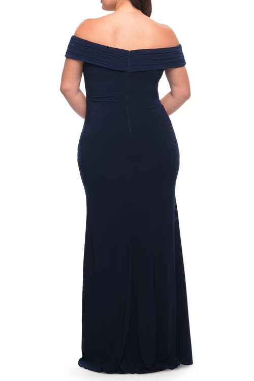 La Femme Jersey Plus Size Dress With Off The Shoulder Top