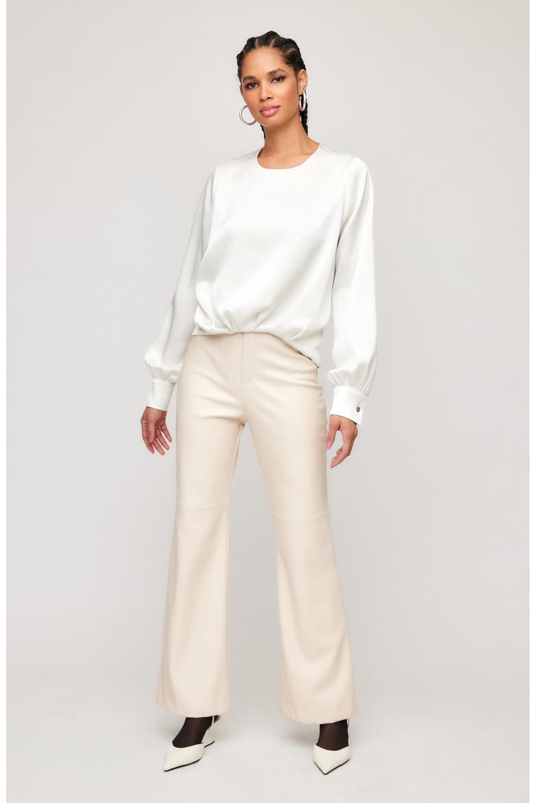 Long Sleeve Blouson Satin Top, Alternate, color, CREAM