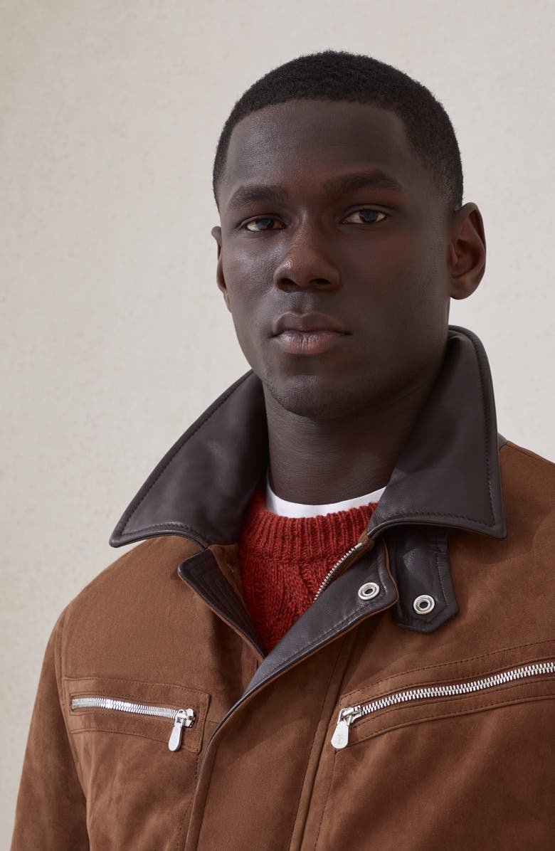Brunello Cucinelli Suede field jacket, Alternate, color, Light Brown