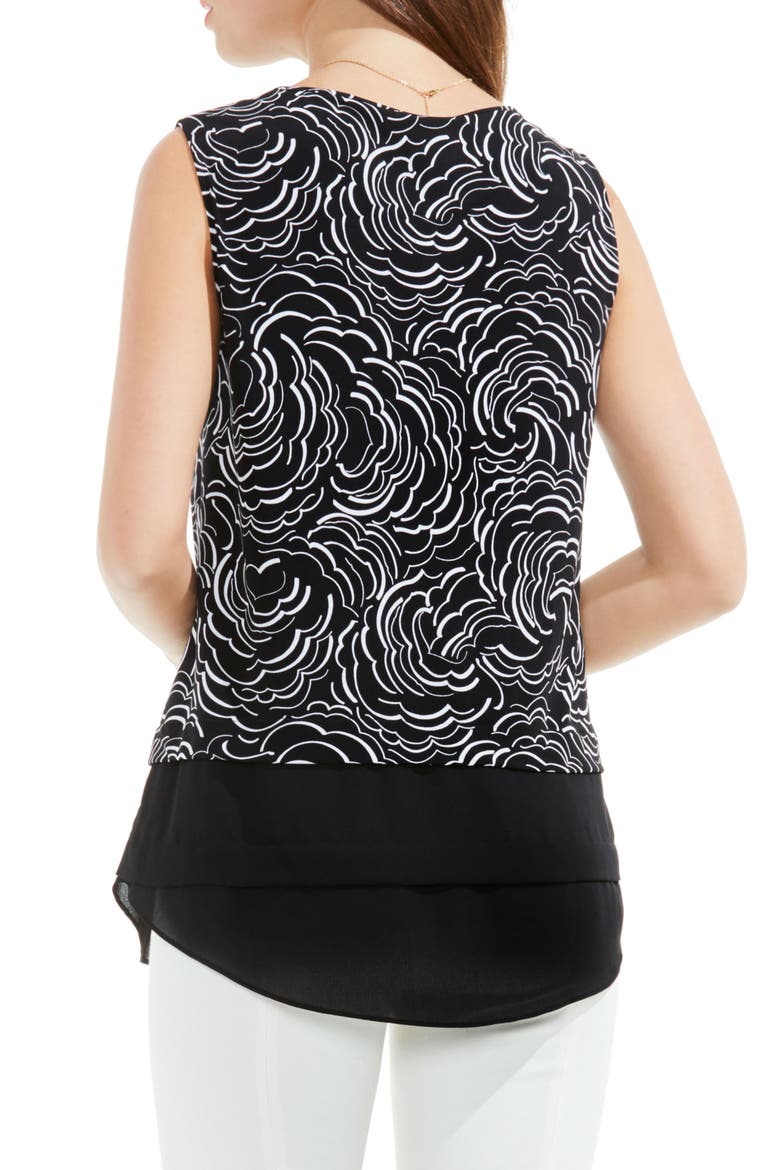 Graphic Ribbons Mixed Media Top, Alternate, color, RICH BLACK