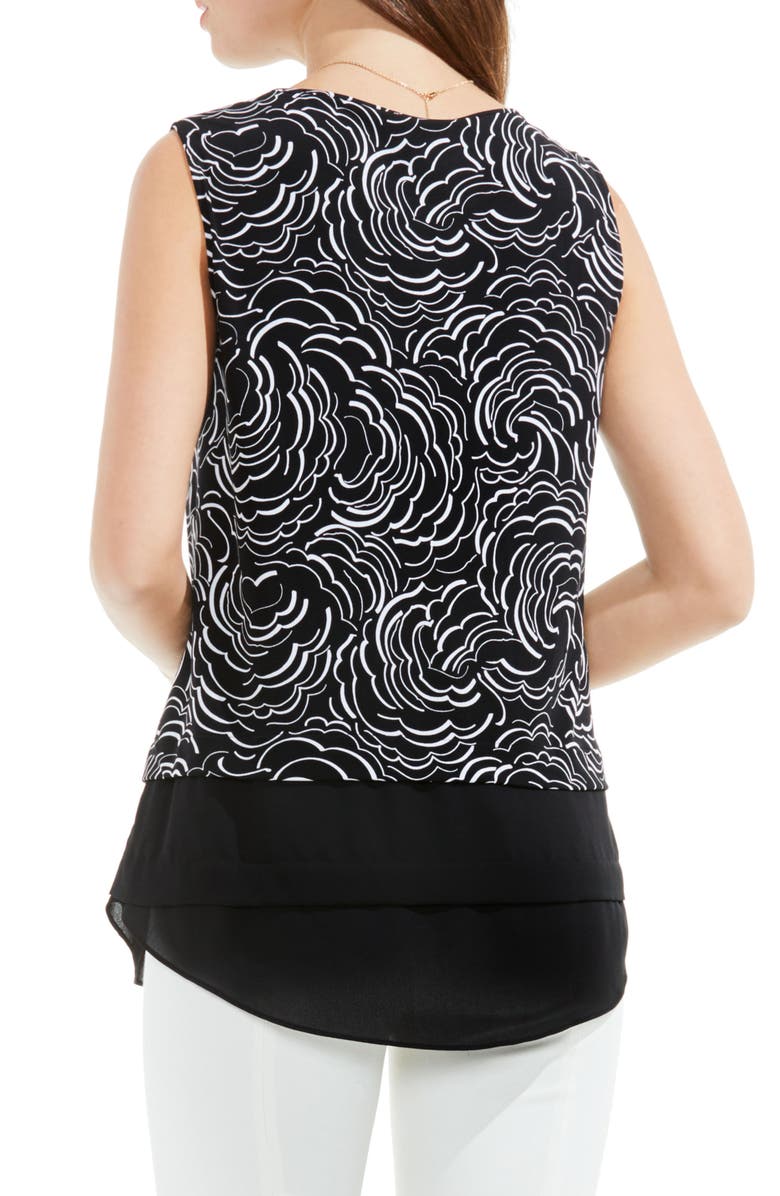 Vince Camuto Graphic Ribbons Mixed Media Top, Alternate, color,