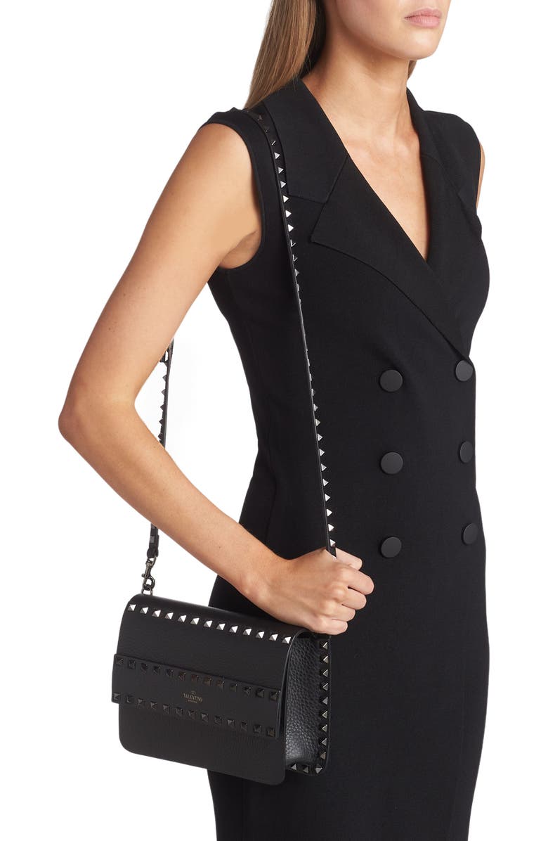 Valentino Garavani Small Rockstud Leather Shoulder Bag, Alternate, color,