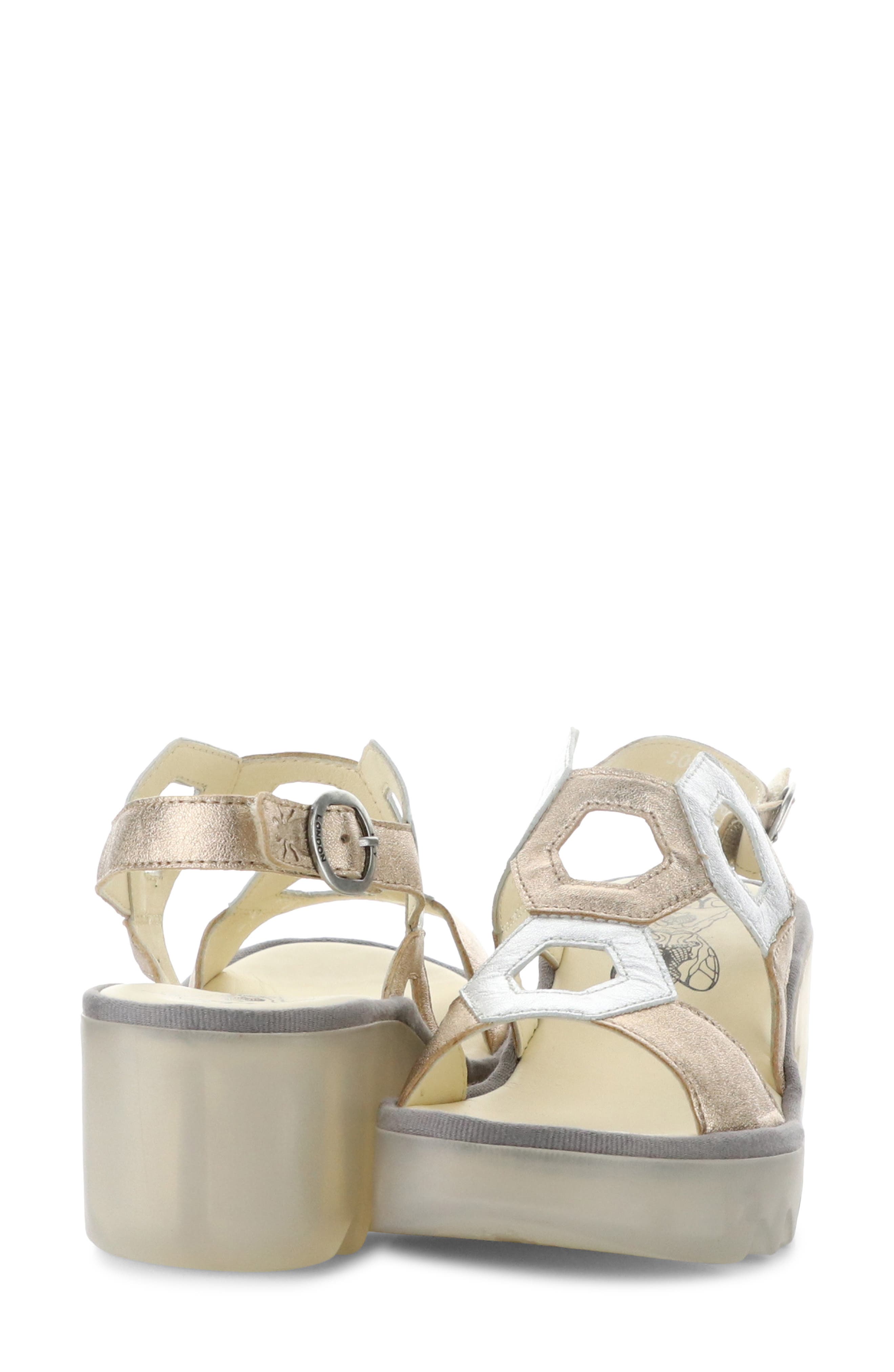 Fly London Tewa Strappy Platform Sandal, Alternate, color, Sahara/ Silver
