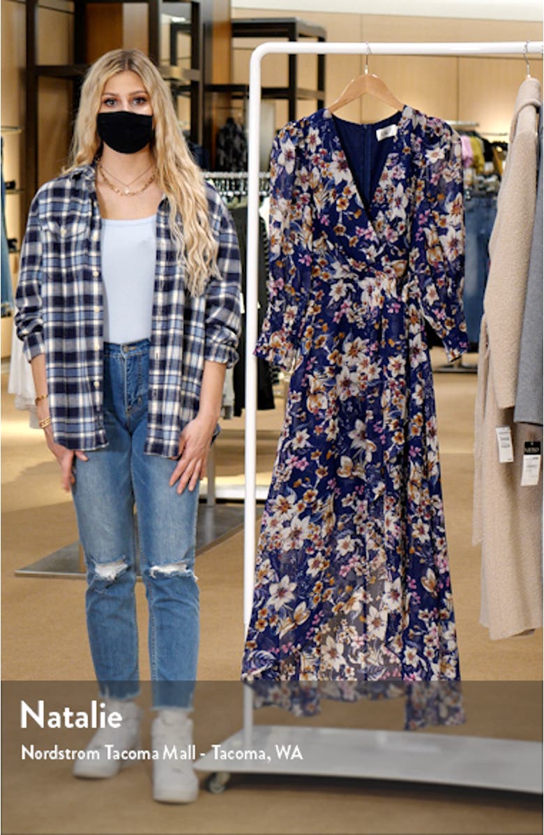 Floral Print High-Low Faux Wrap Dress, sales video thumbnail