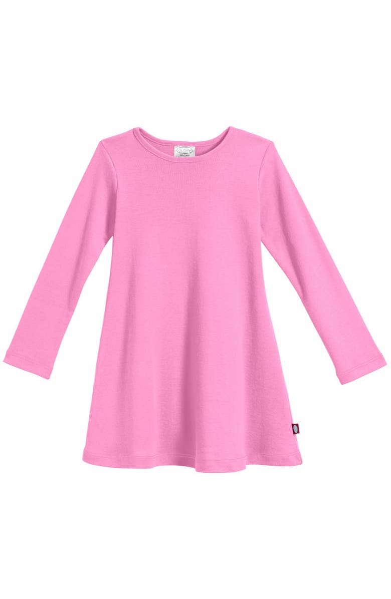 CITY THREADS Baby Girl's Soft 100% Cotton Baby Rib Long Sleeve Dress, Alternate, color, Bubblegum