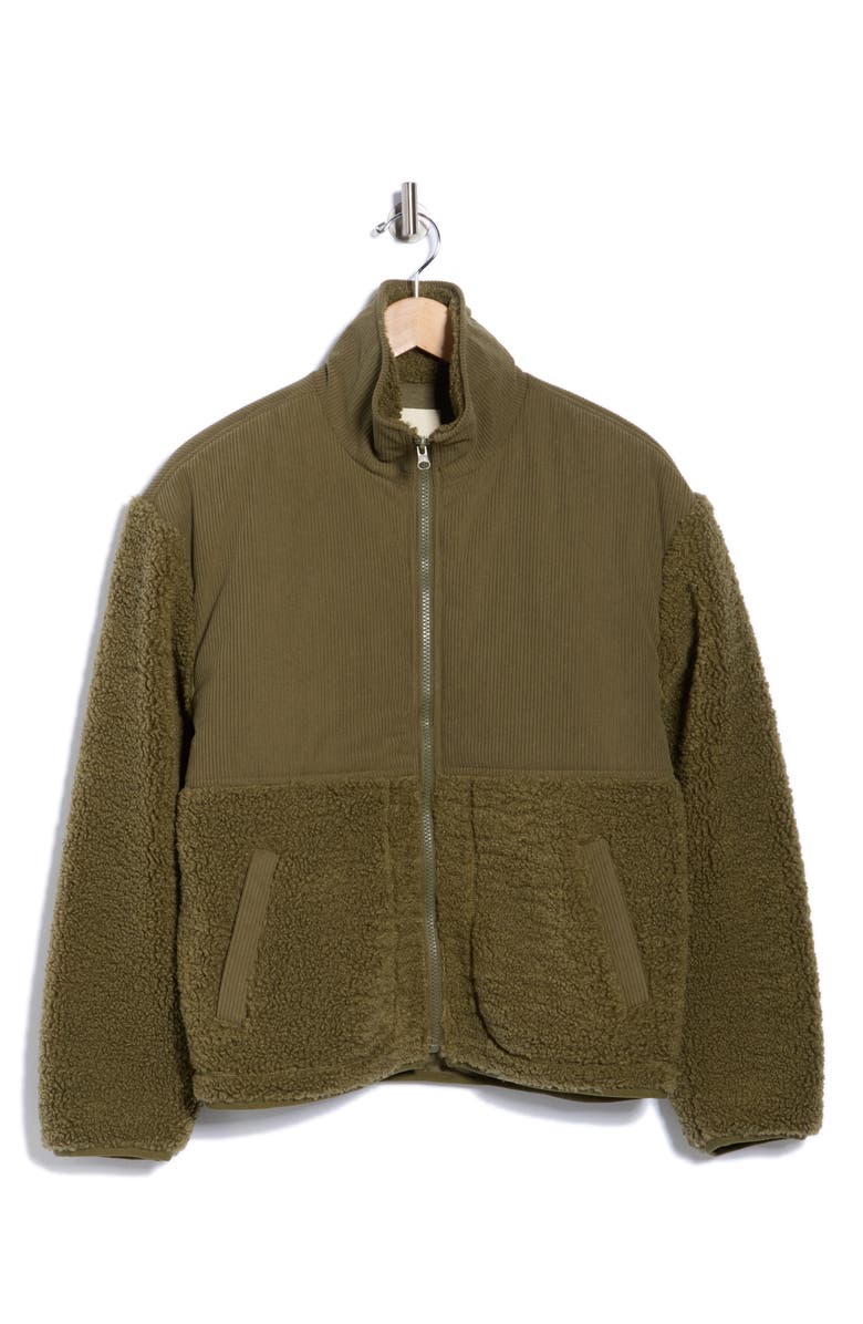 Thread & Supply Corduroy & Faux Shearling Jacket, Alternate, color, Olive