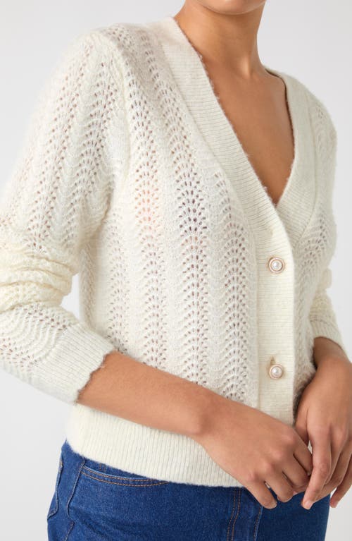 Lk Bennett Elodie Pointelle-knit Wool Cardigan In Cream