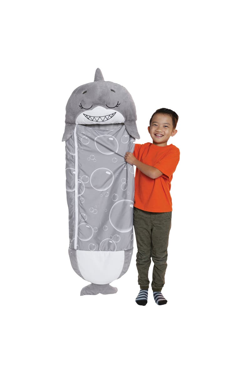 Happy Nappers Grey Shark 2 in 1 Pillow & Sleeping Bag Medium, 54 inch x 20 inch, Alternate, color, Gray