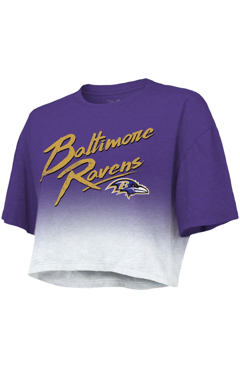 Majestic Threads Women's Majestic Threads Lamar Jackson Purple/White Baltimore Ravens Dip-Dye Player Name & Number Crop Top, Alternate, color, Purple
