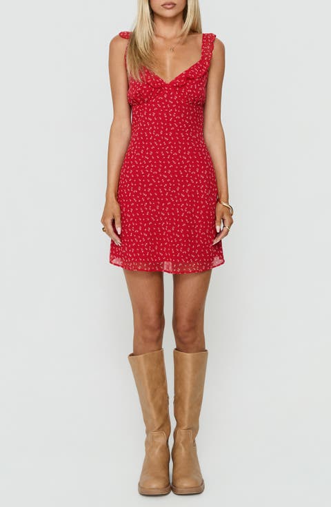 Lozie Frill V-Neck Minidress