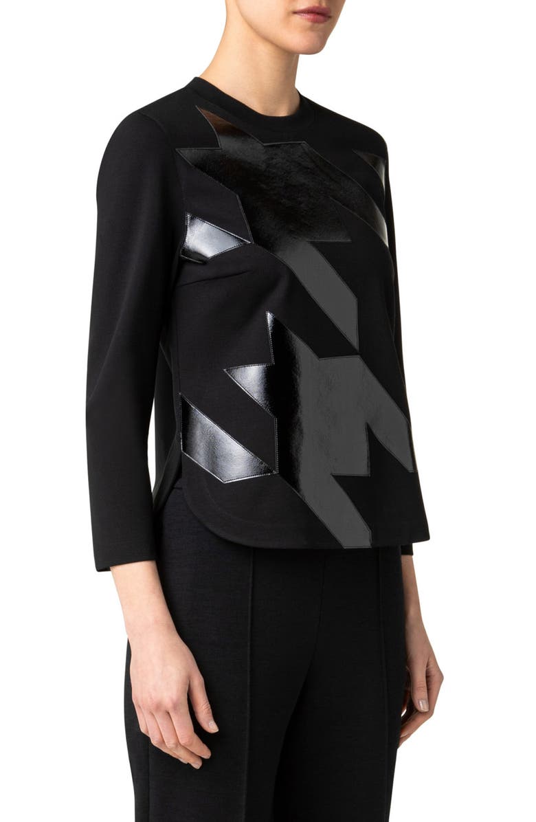 Akris punto Mixed Media Houndstooth Top, Alternate, color,