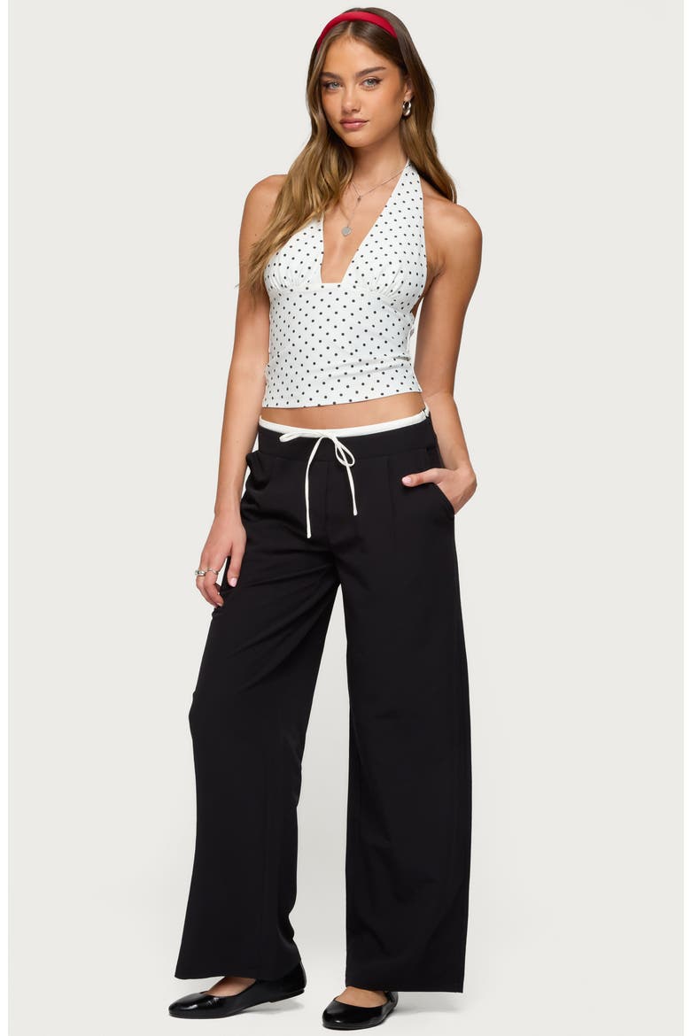 Peekaboo Pleated Wide Leg Sweatpants, Alternate, color, BLACK