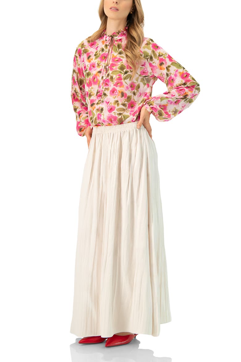 Wide Midi Skirt with Side Slit, Alternate, color, Ivory