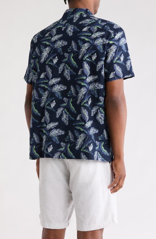 14th & Union Linen & Cotton Blend Short Sleeve Button-up Camp Shirt In Blue