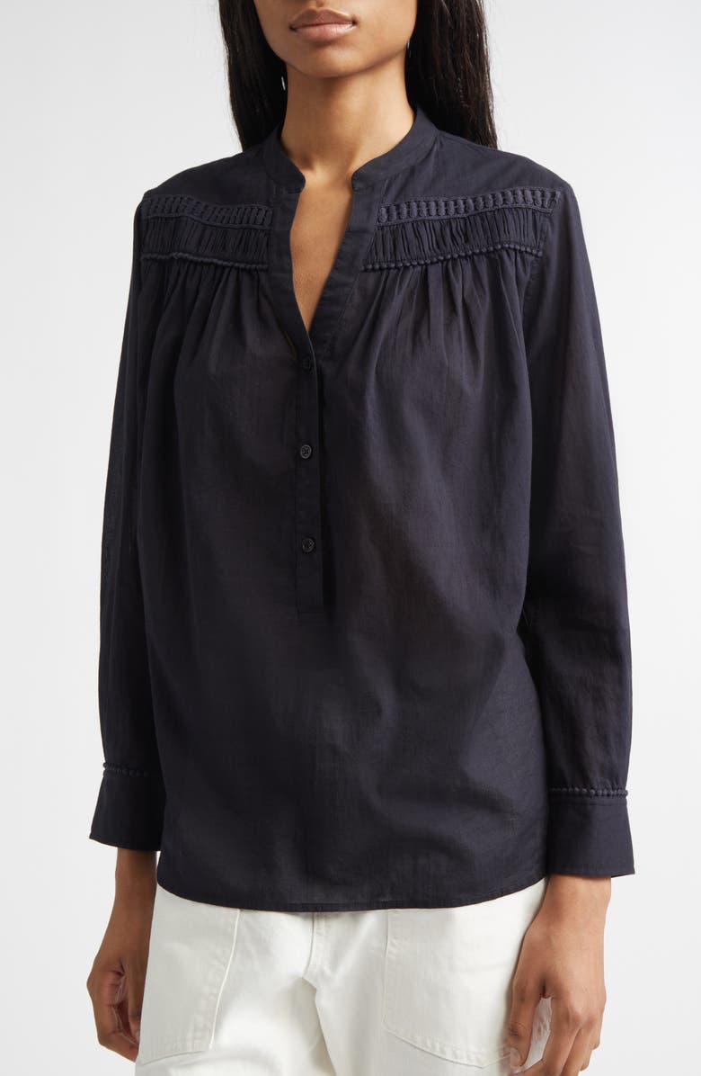Nili Lotan Clarys Shirred Yoke Top, Alternate, color, Midnight