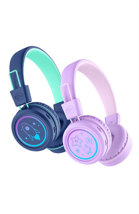 KidJamz KJ55BT (2 Pack) Bluetooth Wireless Headphones for Kids w/ LED Lights