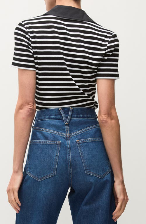 Veronica Beard Kearney Stripe Stretch Cotton Polo In Black