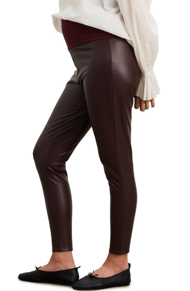 HATCH The Vegan Stretch Leather Legging, Alternate, color, Chocolate Plum