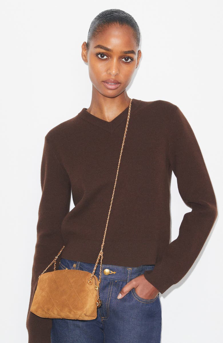 Tory Burch Fleming Soft Suede Crossbody Bag, Alternate, color, Chicory Brown