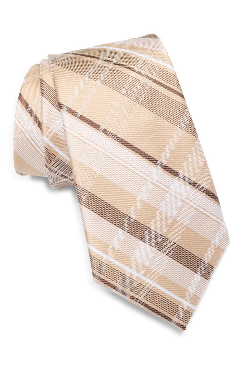 Simon Plaid Tie, Main, color, TAUPE