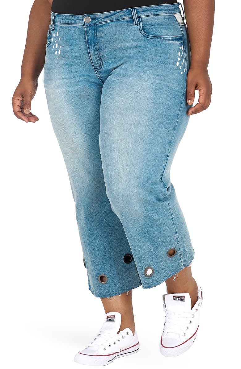 Poetic Justice Janice Grommet Straight Leg Jeans, Alternate, color,