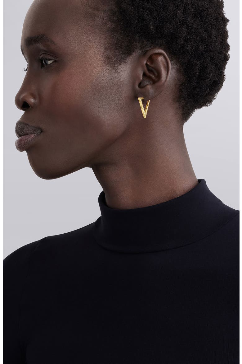 18K Gold Caviar Triangle Earrings, Alternate, color, GOLD