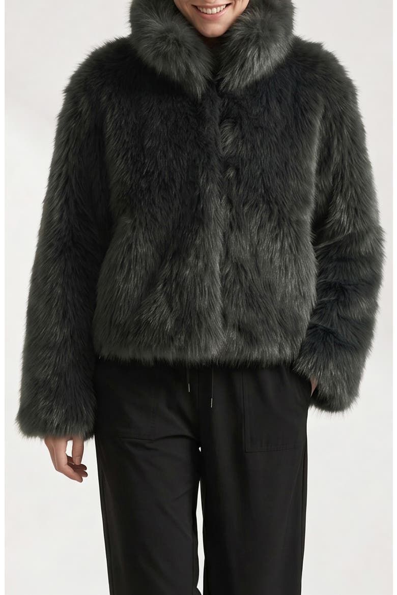 Milena Faux Fur Short Jacket, Alternate, color, DK GREY