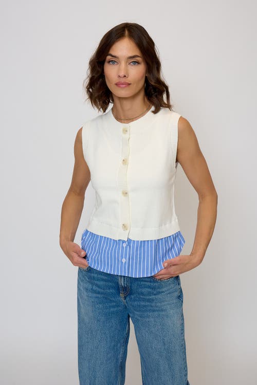 Central Park West Kira Twofer Button Up Tank In White