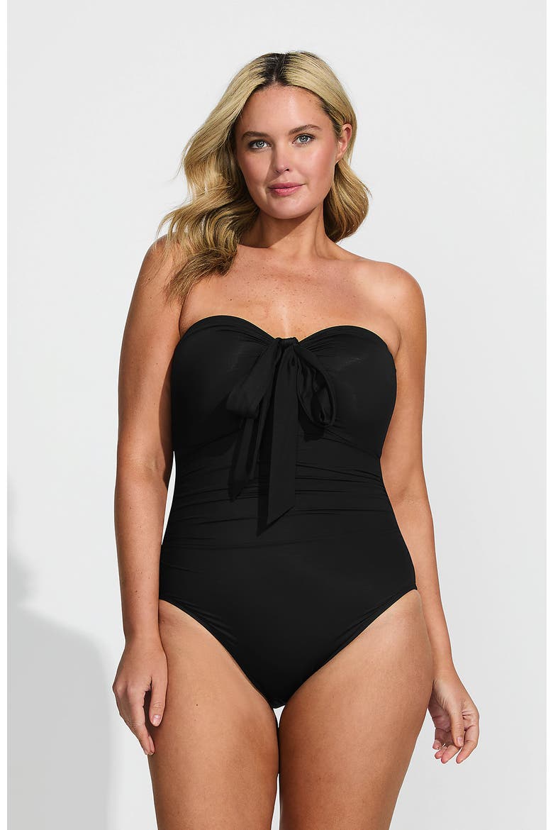 Slender Suit Multi-Way Bandeau High Leg One Piece Swimsuit, Alternate, color, Black