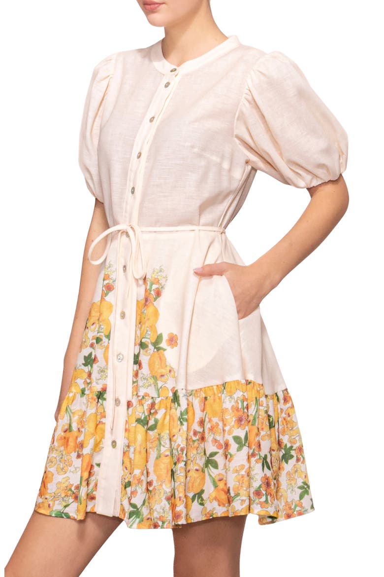Border Print Dress, Alternate, color, IVORY YELLOW